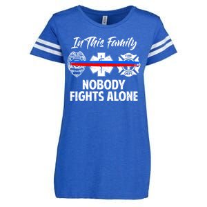 Nobody Fight Alone Support Police EMS Fireman Enza Ladies Jersey Football T-Shirt