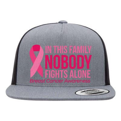 Nobody Fights Alone Breast Cancer Flat Bill Trucker Hat