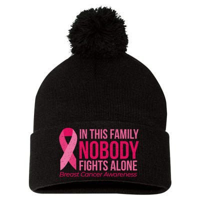 Nobody Fights Alone Breast Cancer Pom Pom 12in Knit Beanie