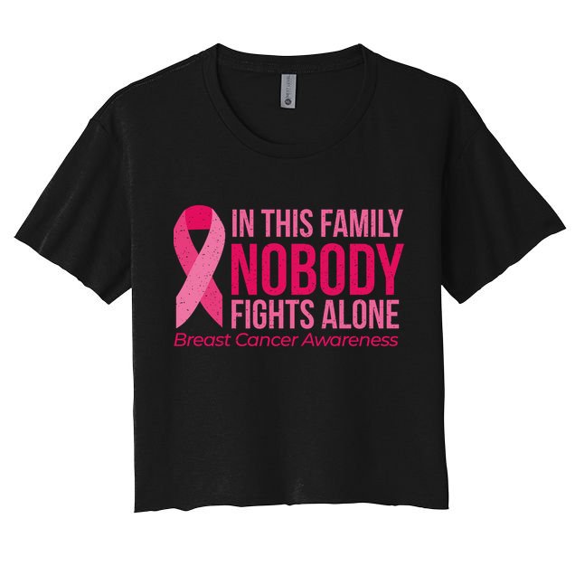 Nobody Fights Alone Breast Cancer Women's Crop Top Tee