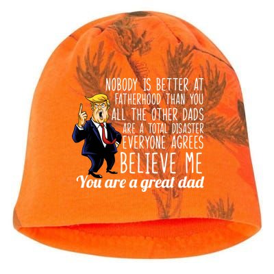 Nobody Is Better At Fatherhood Donald Trump Dad Kati - Camo Knit Beanie