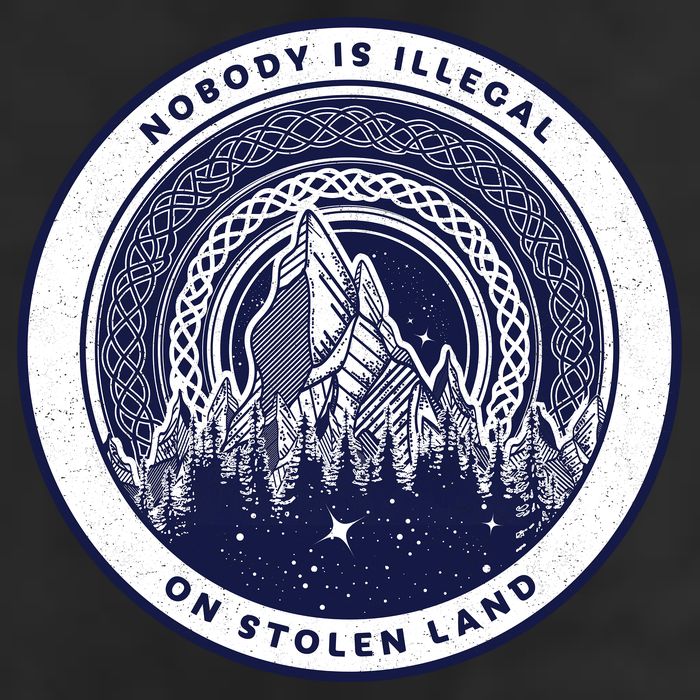 Nobody Is Illegal On Stolen Land 7 Panel Mesh Trucker Snapback Hat