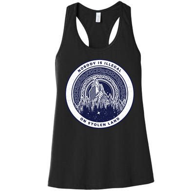 Nobody Is Illegal On Stolen Land Women's Racerback Tank