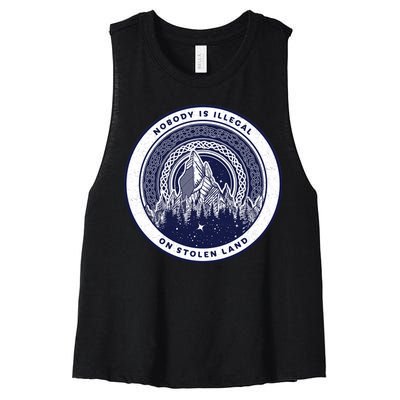 Nobody Is Illegal On Stolen Land Women's Racerback Cropped Tank