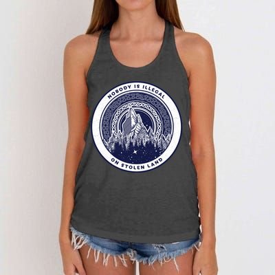 Nobody Is Illegal On Stolen Land Women's Knotted Racerback Tank