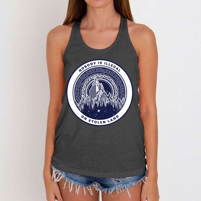 Nobody Is Illegal On Stolen Land Women's Knotted Racerback Tank