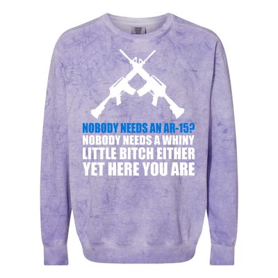 Nobody Needs An AR-15 Rifle Pro Gun Rights Colorblast Crewneck Sweatshirt