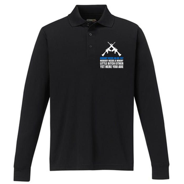 Nobody Needs An AR-15 Rifle Pro Gun Rights Performance Long Sleeve Polo