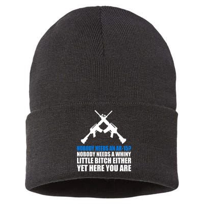 Nobody Needs An AR-15 Rifle Pro Gun Rights Sustainable Knit Beanie