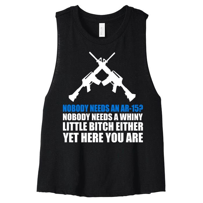 Nobody Needs An AR-15 Rifle Pro Gun Rights Women's Racerback Cropped Tank