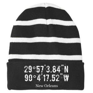 New Orleans Coordinates Louisiana Striped Beanie with Solid Band