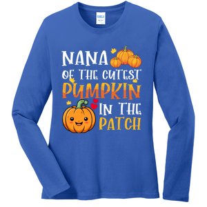 Nana Of Cutest Pumpkin In The Patch Halloween Thanksgiving Cute Gift Ladies Long Sleeve Shirt