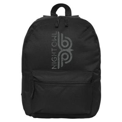 Night Owl Cool Distressed Retro Insomniac Retro Owl Graphic 16 in Basic Backpack
