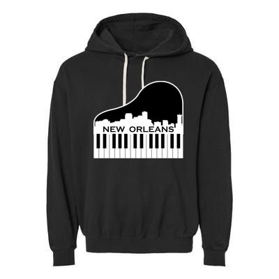 New Orleans Cool Piano Skyline Garment-Dyed Fleece Hoodie