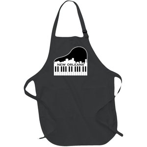 New Orleans Cool Piano Skyline Full-Length Apron With Pockets