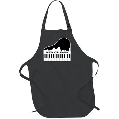 New Orleans Cool Piano Skyline Full-Length Apron With Pockets