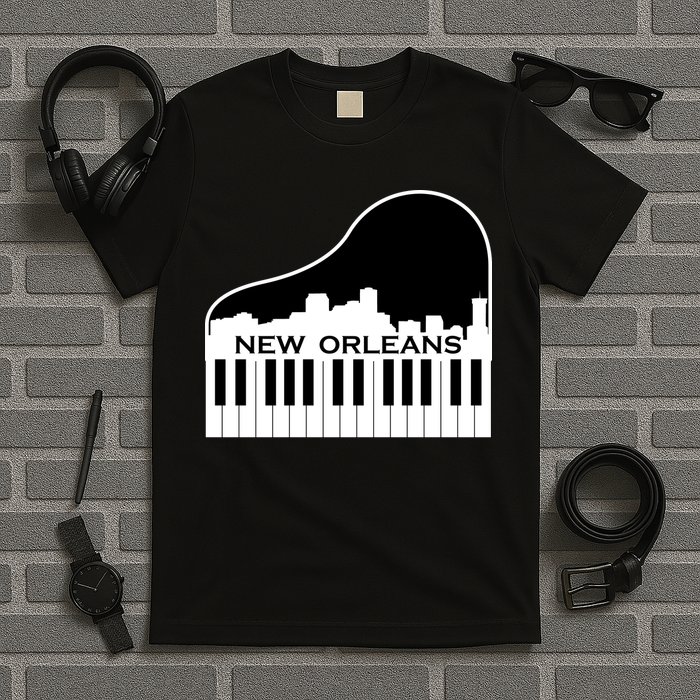 New Orleans Cool Piano Skyline T-Shirt