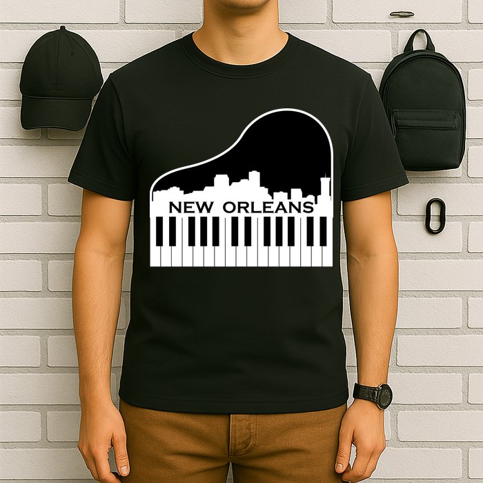 New Orleans Cool Piano Skyline T-Shirt