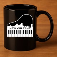 New Orleans Cool Piano Skyline 11oz C Handle Ceramic Mug
