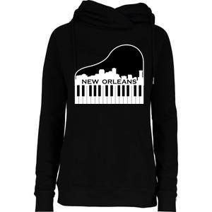 New Orleans Cool Piano Skyline Womens Funnel Neck Pullover Hood