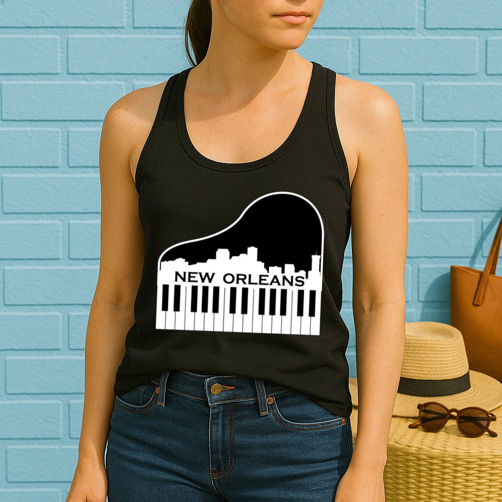 New Orleans Cool Piano Skyline Womens Tank Top