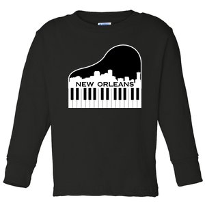 New Orleans Cool Piano Skyline Toddler Long Sleeve Shirt