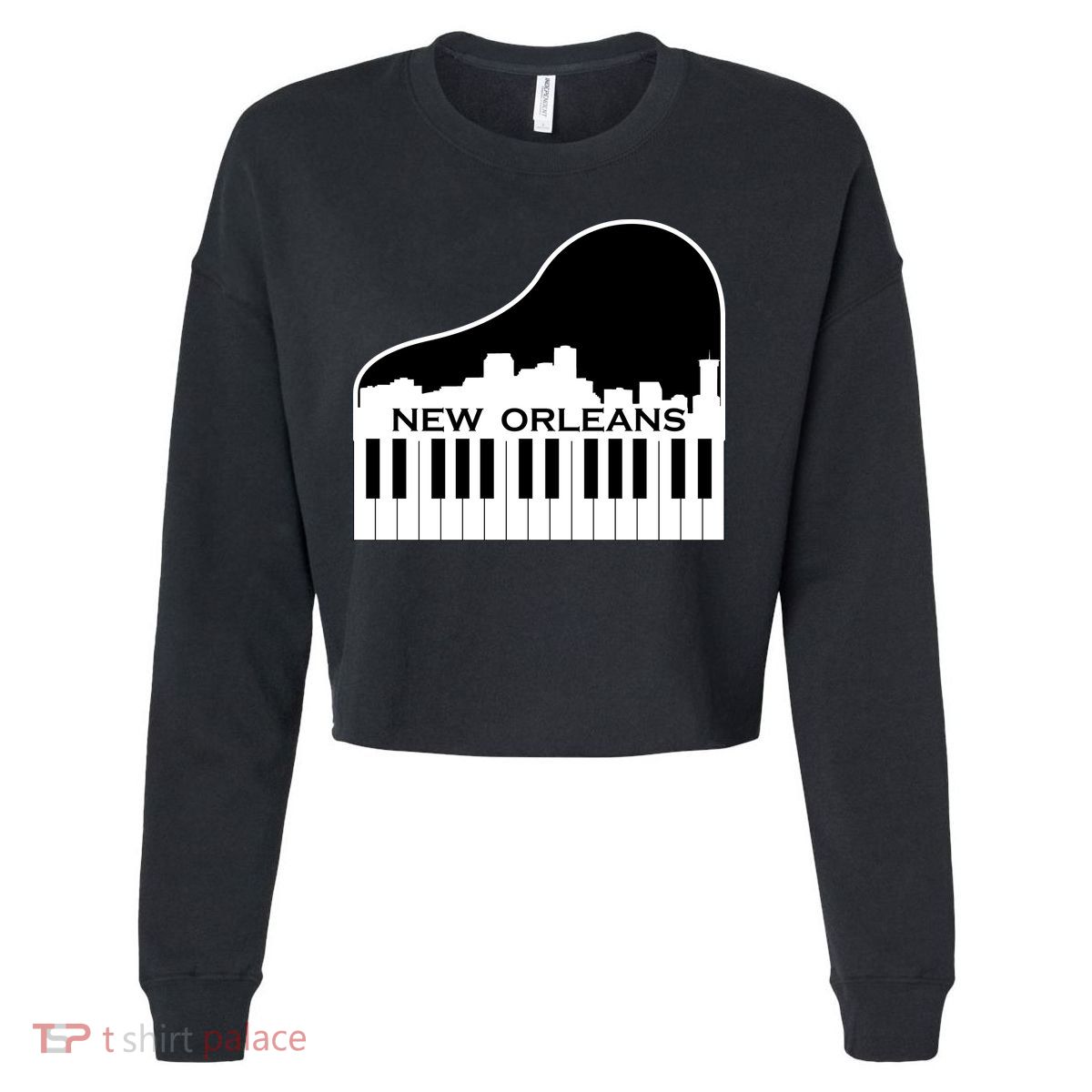 New Orleans Cool Piano Skyline Cropped Pullover Crew