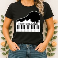 New Orleans Cool Piano Skyline Womens T-Shirt