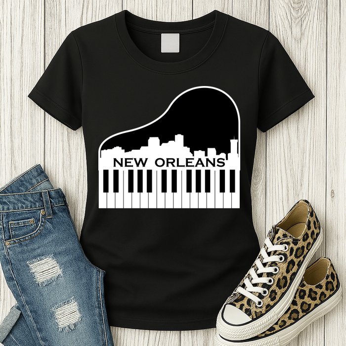 New Orleans Cool Piano Skyline Womens T-Shirt