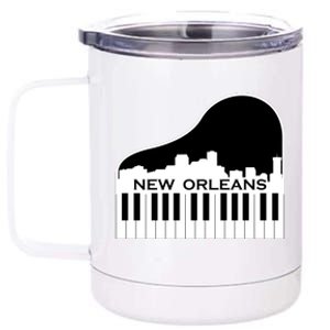 New Orleans Cool Piano Skyline 12 oz Stainless Steel Tumbler Cup