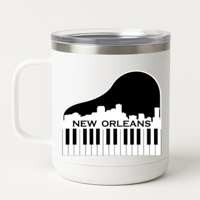 New Orleans Cool Piano Skyline 12 oz Stainless Steel Tumbler Cup