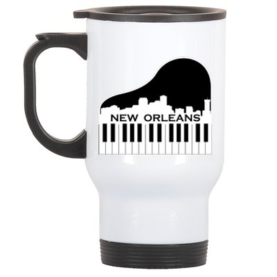 New Orleans Cool Piano Skyline Stainless Steel Travel Mug