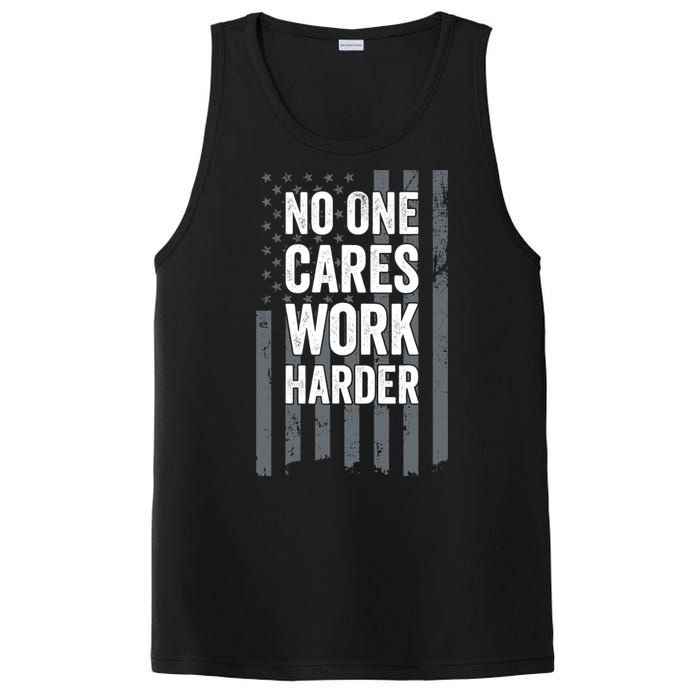 No One Cares Work Harder Motivational Workout Funny Gym PosiCharge Competitor Tank