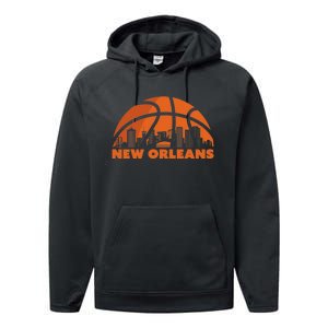 New Orleans City Skyline Louisiana Basketball Fan Jersey Performance Fleece Hoodie