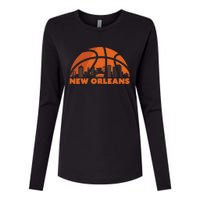 New Orleans City Skyline Louisiana Basketball Fan Jersey Womens Cotton Relaxed Long Sleeve T-Shirt