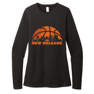 New Orleans City Skyline Louisiana Basketball Fan Jersey Womens CVC Long Sleeve Shirt