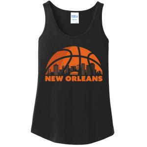 New Orleans City Skyline Louisiana Basketball Fan Jersey Ladies Essential Tank