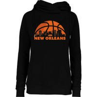 New Orleans City Skyline Louisiana Basketball Fan Jersey Womens Funnel Neck Pullover Hood