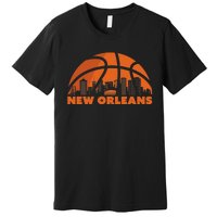 New Orleans City Skyline Louisiana Basketball Fan Jersey Premium T-Shirt