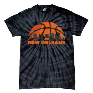 New Orleans City Skyline Louisiana Basketball Fan Jersey Tie-Dye T-Shirt