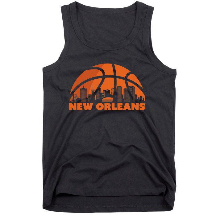 New Orleans City Skyline Louisiana Basketball Fan Jersey Tank Top