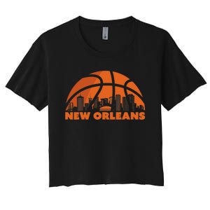 New Orleans City Skyline Louisiana Basketball Fan Jersey Women's Crop Top Tee