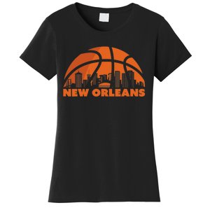 New Orleans City Skyline Louisiana Basketball Fan Jersey Women's T-Shirt