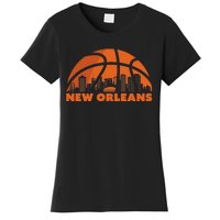 New Orleans City Skyline Louisiana Basketball Fan Jersey Women's T-Shirt