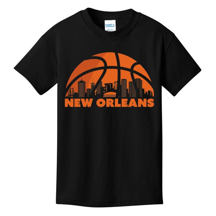 New Orleans City Skyline Louisiana Basketball Fan Jersey Kids T-Shirt