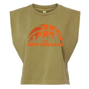 New Orleans City Skyline Louisiana Basketball Fan Jersey Garment-Dyed Women's Muscle Tee