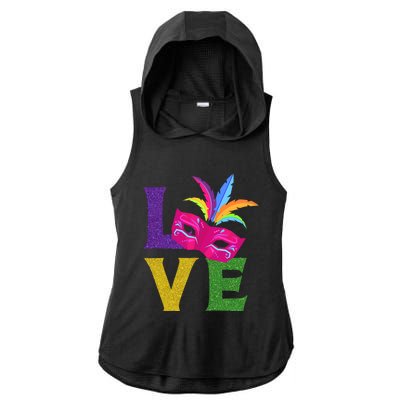 New Orlean Carnival Pink Mask Party Outfit Love Mardi Gras Gift Ladies PosiCharge Tri-Blend Wicking Draft Hoodie Tank