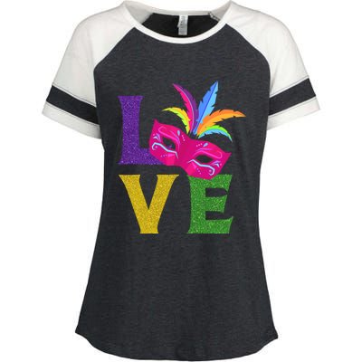 New Orlean Carnival Pink Mask Party Outfit Love Mardi Gras Gift Enza Ladies Jersey Colorblock Tee