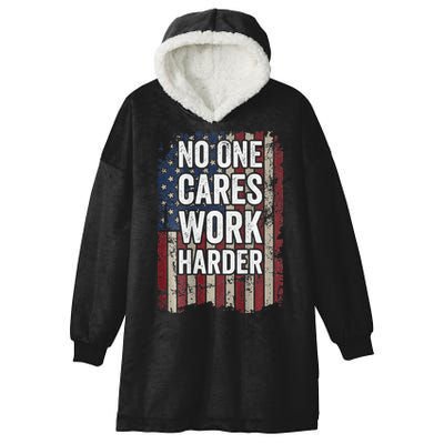 No One Cares Work Harder Gym Motivational Workout Hooded Wearable Blanket