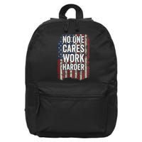 No One Cares Work Harder Gym Motivational Workout 16 in Basic Backpack